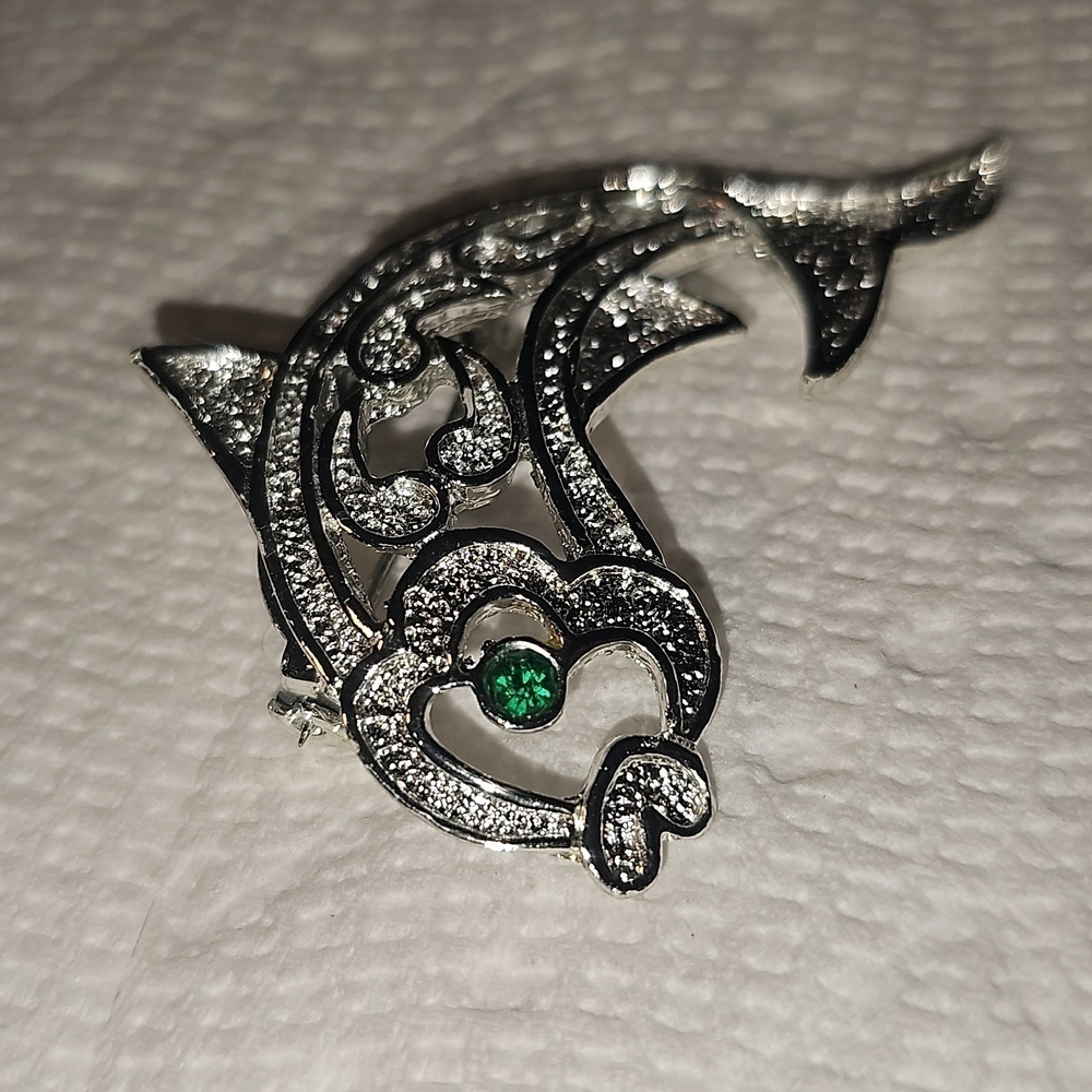 Gerry Fish Silvertone Brooch